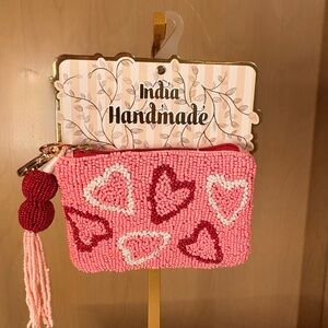Handmade Pink Heart Beaded Wallet